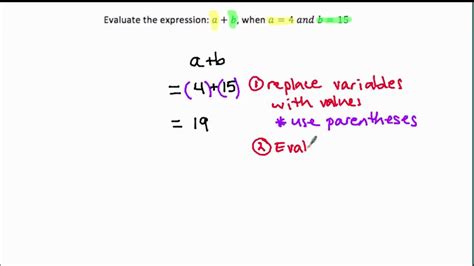 Evaluating Variable Expressions Youtube