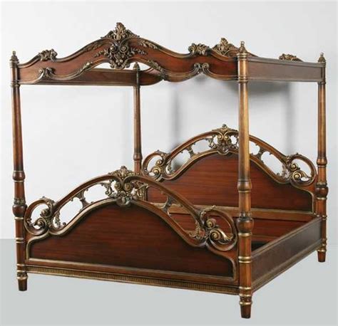 399 King Size Carved Mahogany Canopy Bed