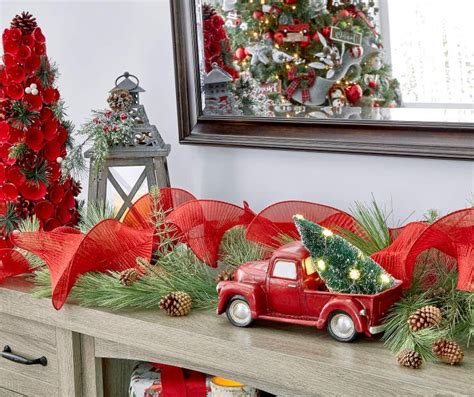 Winter Wonder Lane Led Red Pick Up Truck And Tree Tabletop Decor Big