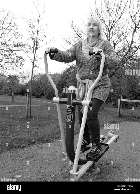 Mature Woman On An Exercise Machine In The Public Park Swanley Kent