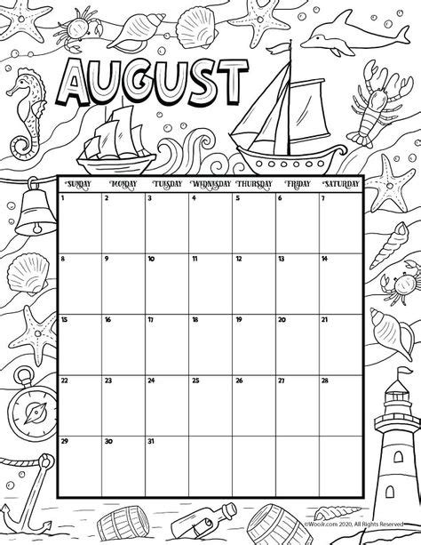 Printable Coloring Calendar For 2021 And 2020 Woo Jr Kids Images