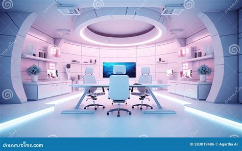 Minimalistic Futuristic Office Design With Simple Concept Created With