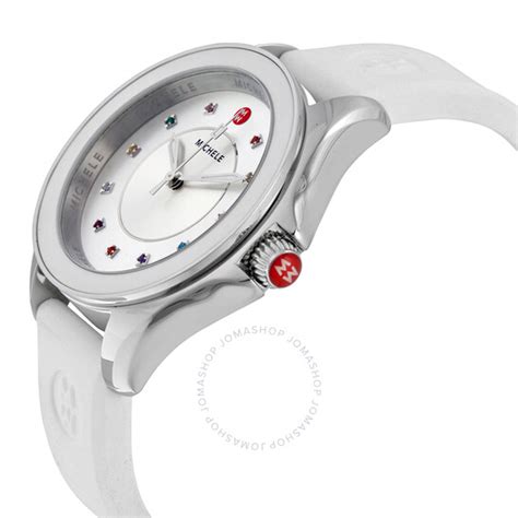 Michele Cape Sunray Dial White Silicone Ladies Watch Mww27a000007