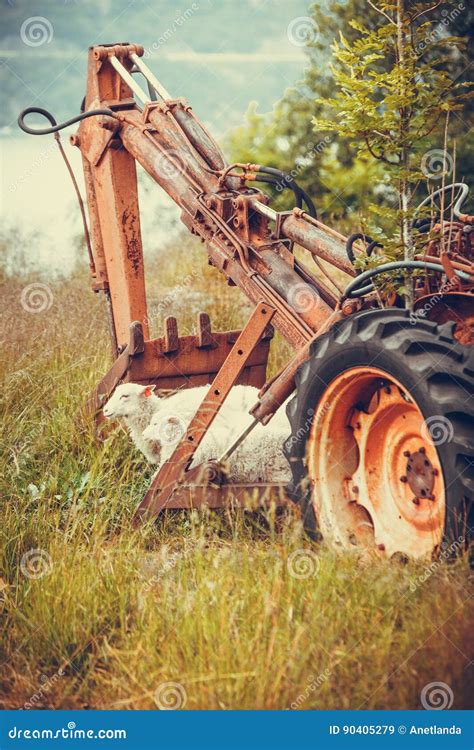 Old Agricultural Machinery Covered With Rust Stock Image Image Of