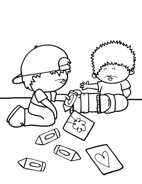 Children Helping Others Coloring Pages At