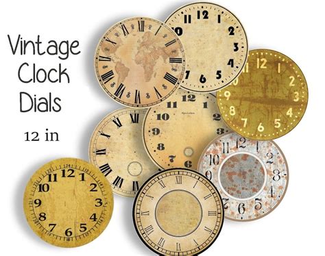 Vintage Clock Faces 12 Inch Craft Circles Eight Instant Etsy