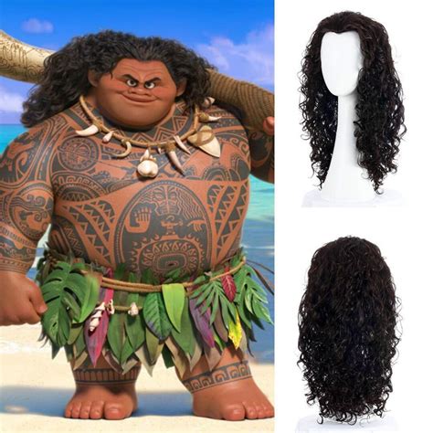 Costume Party Wig Moana Maui Cosplay Long Messy Afro Kinky Etsy