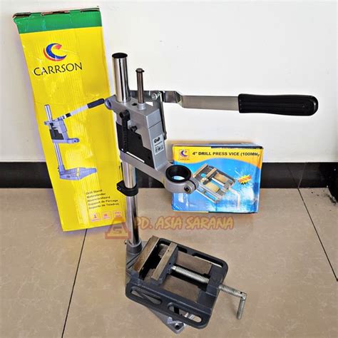 Jual Dudukan Bor And Catok Bor 4 Inch Carrson Stand Drill And Ragum Vise