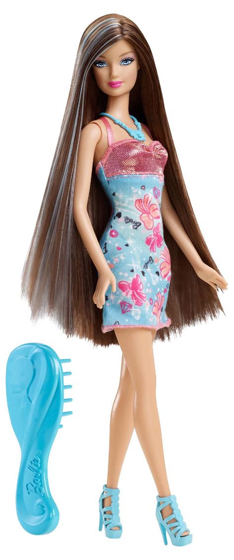 Barbie dreamtopia rainbow cove princess doll wears a colourful outfit with a decorated bodice and a skirt with a print that takes cues from her home kingdom. Barbie HAIR-TASTIC!® BRUNETTE & BLUE LONG HAIR DOLL - Toys ...