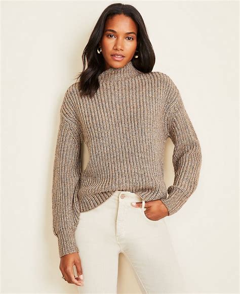 Shimmer Ribbed Mock Neck Sweater Mock Neck Sweater Sweaters Clothes