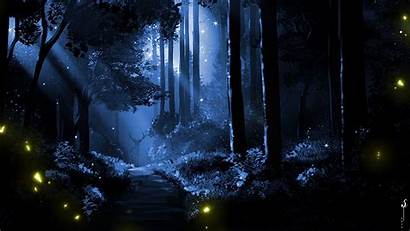 Forest Deer Night Silhouette Fantasy Tree Background