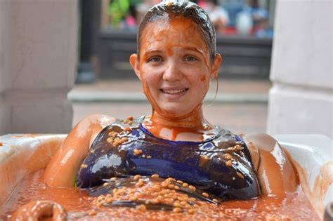 Woman Bathes In Baked Beans For Charity Surrey Live