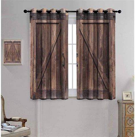 Anmaseven Grommet Window Curtains 42x63 Inches Rusticwooden Barn Door