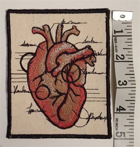 anatomical heart patch badge handmade iron on sew on