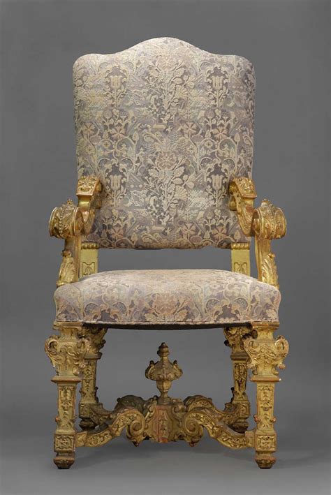 Large Antique Baroque Style Armchair And Stool At 1stdibs