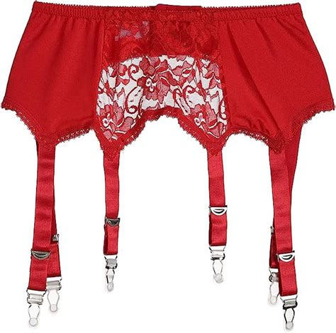 Amazon Com Women S Sexy Lace Garter Belt With 6 Straps Metal Clip