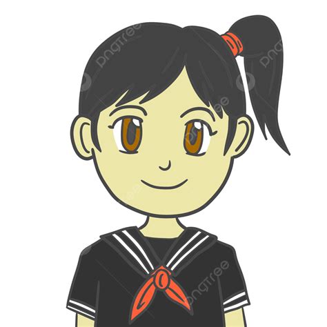 Gambar Gadis Memakai Seragam Sekolah Hitam Gadis Sekolah Anime Png
