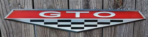 Gto Logo Metal Sign 24 X 5 Embossed Pontiac Emblem Antique Price