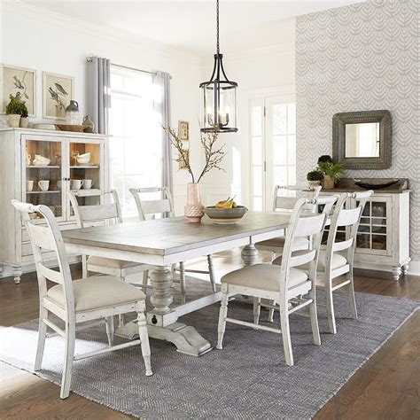 Liberty Furniture Whitney 7 Piece Trestle Dining Room Table Set Dream