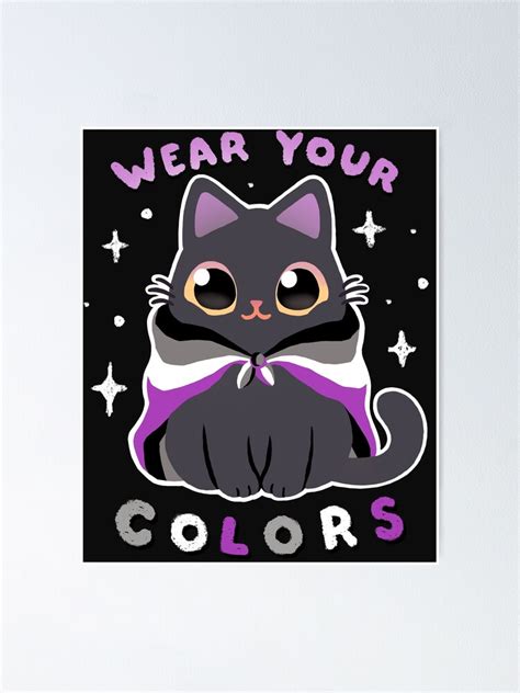 Asexual Lgbt Pride Cat Kawaii Rainbow Kitty Wear Your Colors Poster By Blancavidal Redbubble
