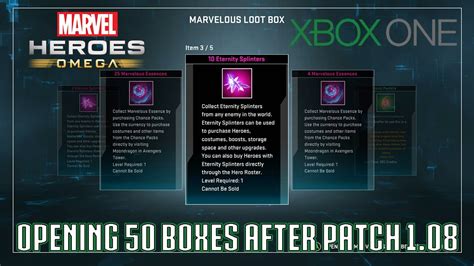 Marvel Heroes Omega Opening 50 Loot Boxes On Xbox One After Update 108
