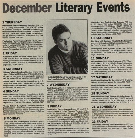 December Literary Events Ann Arbor District Library