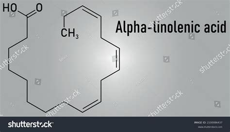 Alphalinolenic Acid Ala Molecule Essential Polyunsaturated Stock Vector