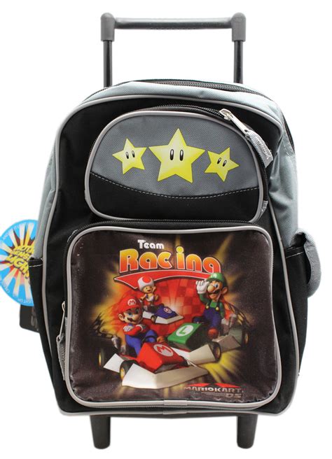 Nintendos Mario Kart Team Racing Black Preschool Rolling Backpack