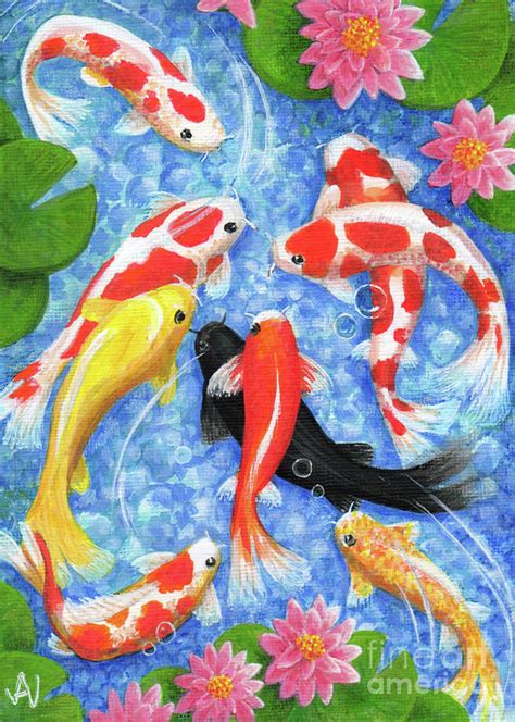 Koi Fish Painting By Julia Underwood