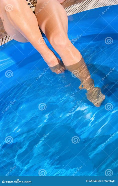 Woman Legs In Swimming Pool Blue Water Stock Photos Image
