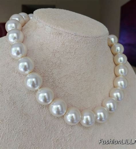 Chunky Pearl Necklacelarge Pearl Necklace For Brideboho Etsy