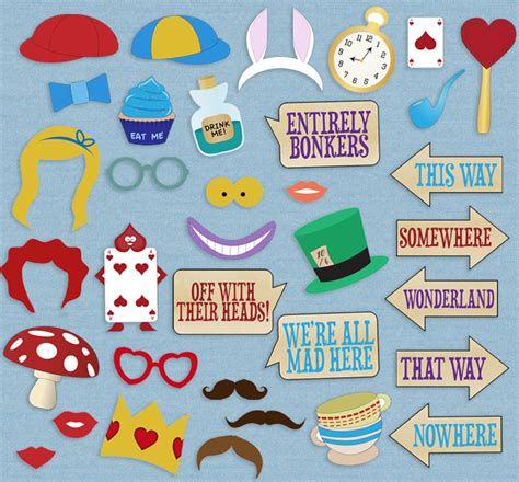 35 Alice In Wonderland Party Props Printable Diy Ideas For Etsy