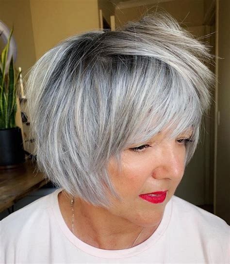 Short Hair With Shadow Root Over 60 Haircut For Older Women Long Hair Older Women Short