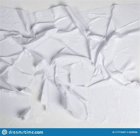 White Glued Paper Texture With Creases Surface Grunge Effect Stock