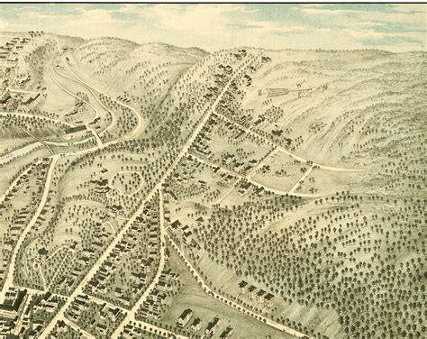 Brattleboro Vermont In 1876 Birds Eye View Aerial Map Panorama