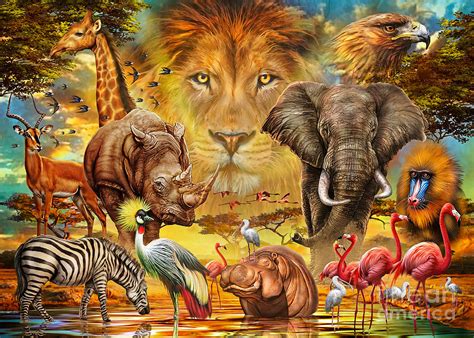 African Animals Collage Digital Art By Mgl Meiklejohn Graphics