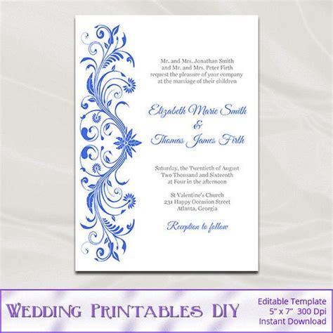 royal blue wedding invitations template