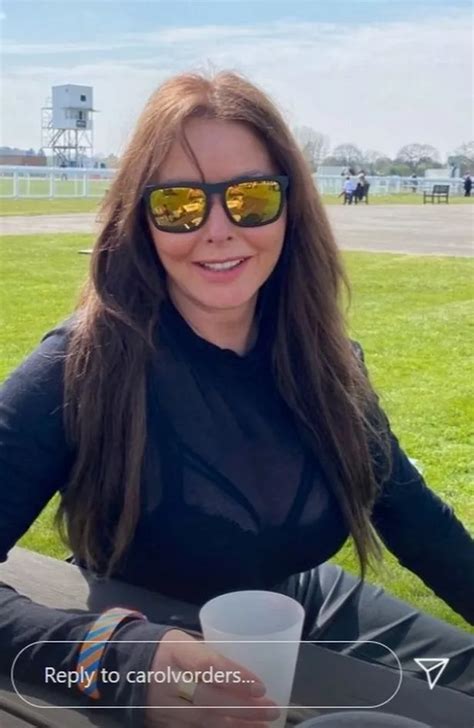 carol vorderman smoulders as she flashes cleavage in sheer top and tight leather skirt daily star