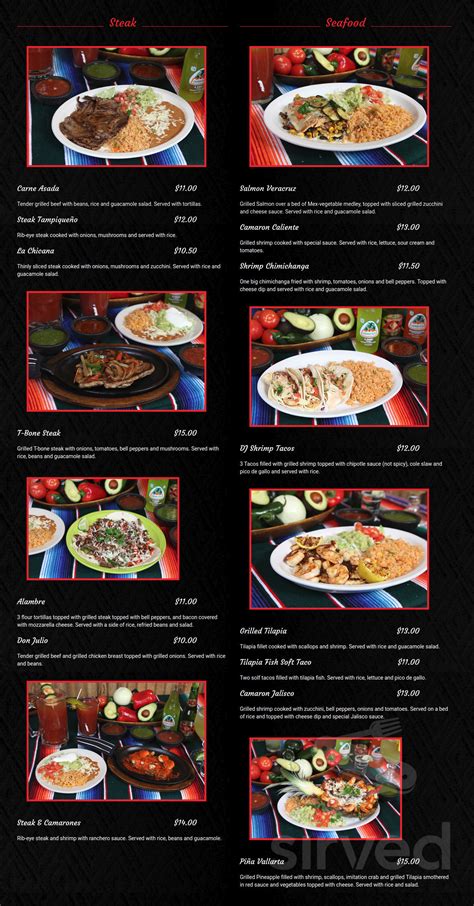 Don Julio's Mexican Restaurant Bar & Grill menu in Pine City, Minnesota