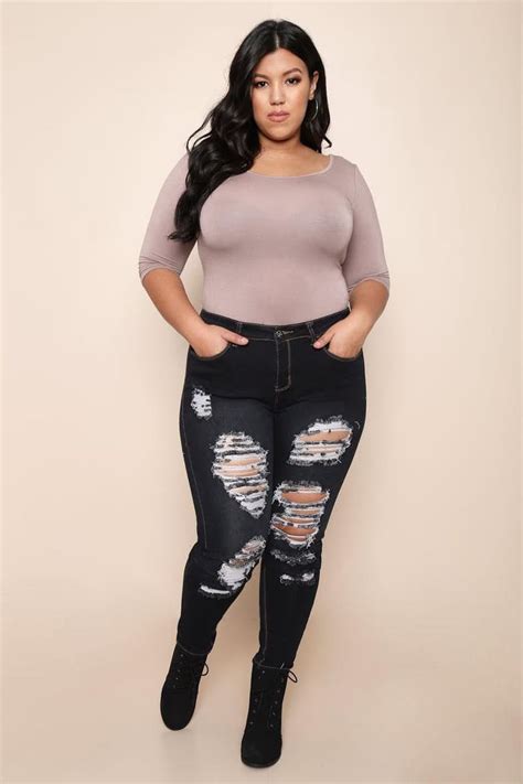 Turn Heads In This Pair Of Plus Size Skinny Jeans Features A Dark