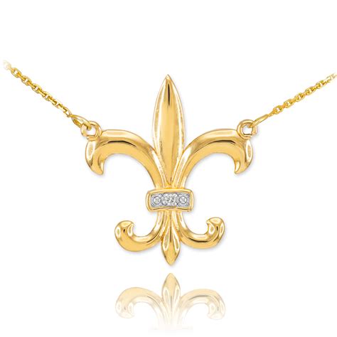 14k Gold Diamond Fleur De Lis Necklace Fleur De Lis Necklaces
