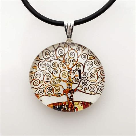 Jewish Jewelry-Round Tree Of Life Pendant Silver Glass