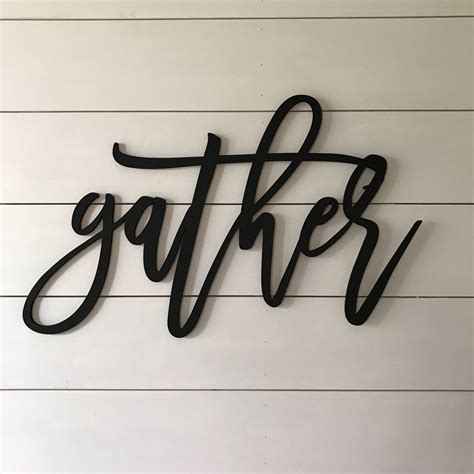 Gather sign word cutout wood words wood letter | Etsy