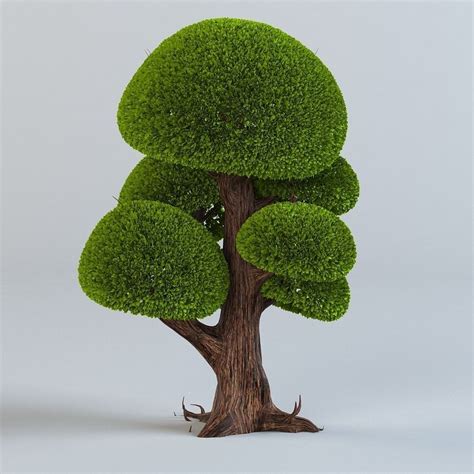 Cartoon Trees Set 3d Model Max Obj Mtl