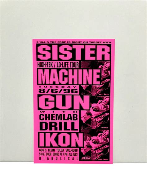 Sister Machine Gun Poster Vintage 1996 Concert Band Tour Etsy