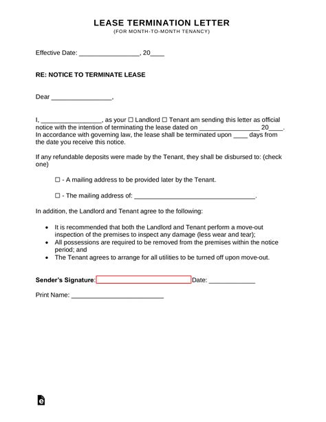 apartment lease termination letter template home