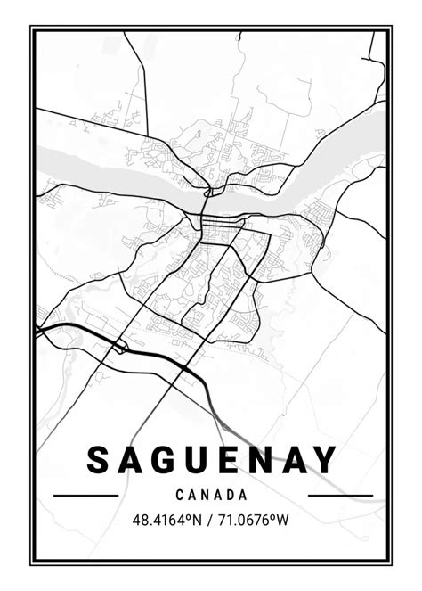 Saguenay Light City Map Maps Poster Print Metal Posters Displate