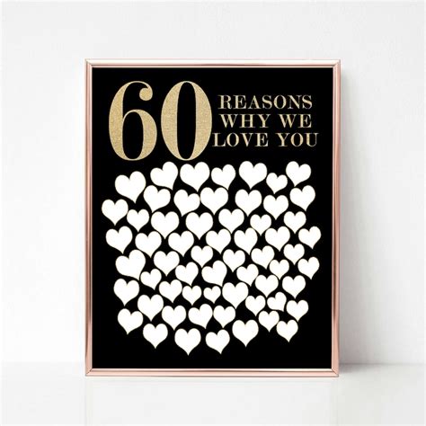 60 Reasons We Love You 60th Birthday Party Decoration Etsy