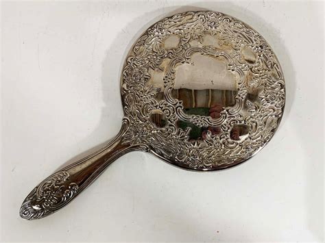 Vintage Silver Hand Mirror Flower Antique Floral Flowers Etsy