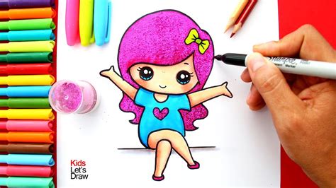 Cómo Dibujar Y Pintar Una Chica Glitter Sentada Piernas Cruzadas Youtube